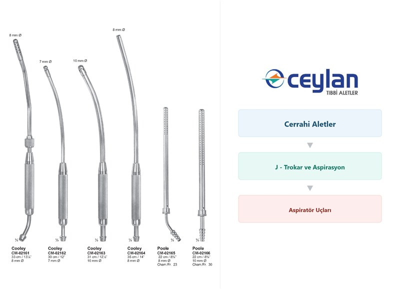 218 j trokar ve aspirasyon aspirator uclari