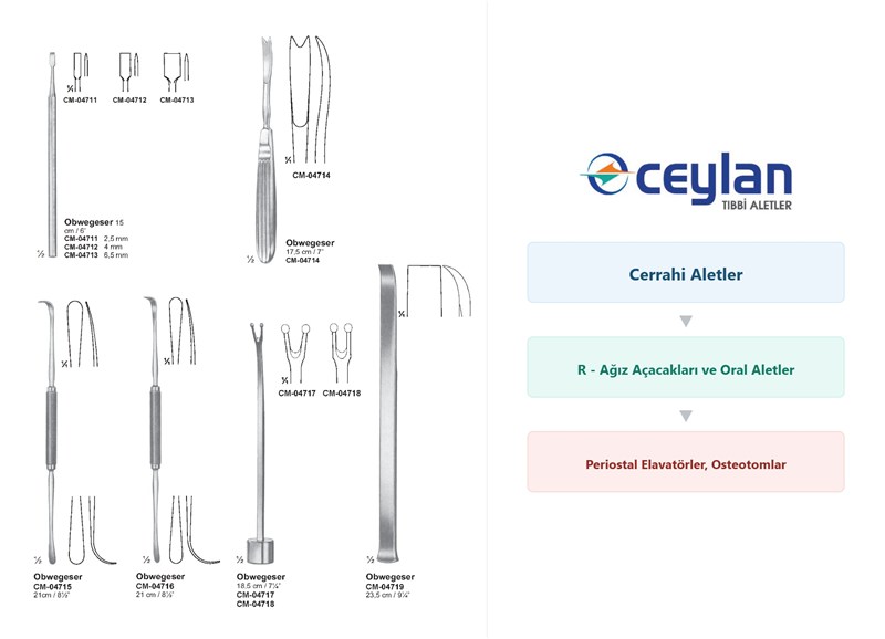 520 r agiz acacaklari ve oral aletler periostal elavatorler osteotomlar