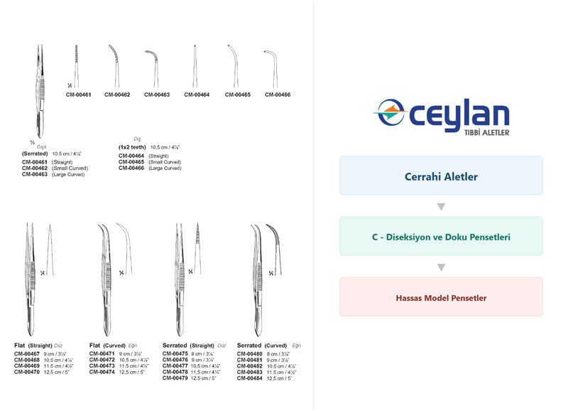 Hassas Model Pensetler 1 56 c diseksiyon ve doku pensetleri hassas model pensetler